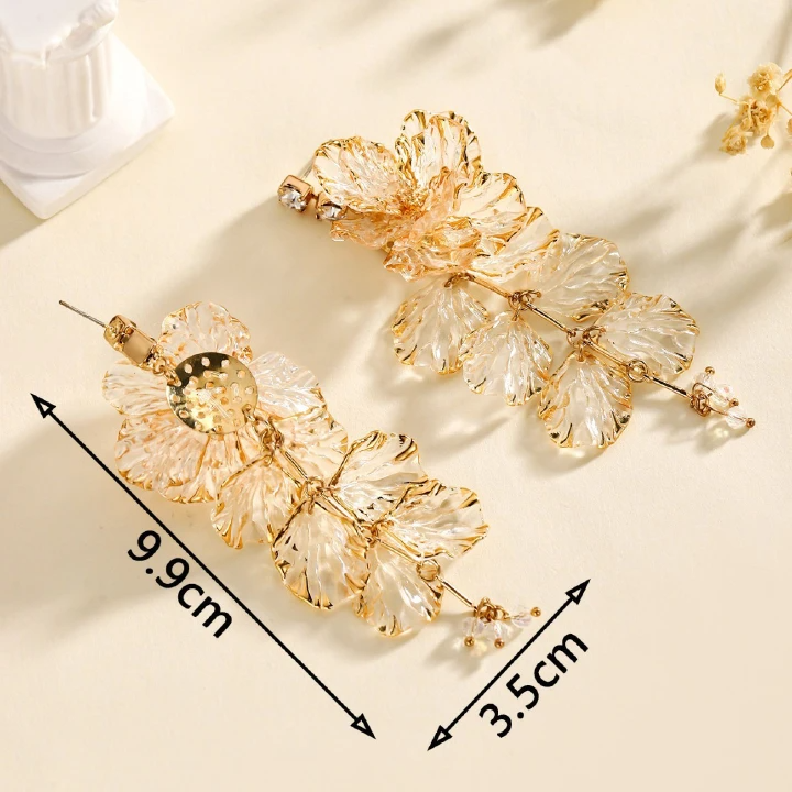 Tassel Flower Earrings, Fashionable And Advanced Sense, Niche Exaggerated Resin Women'S Earrings