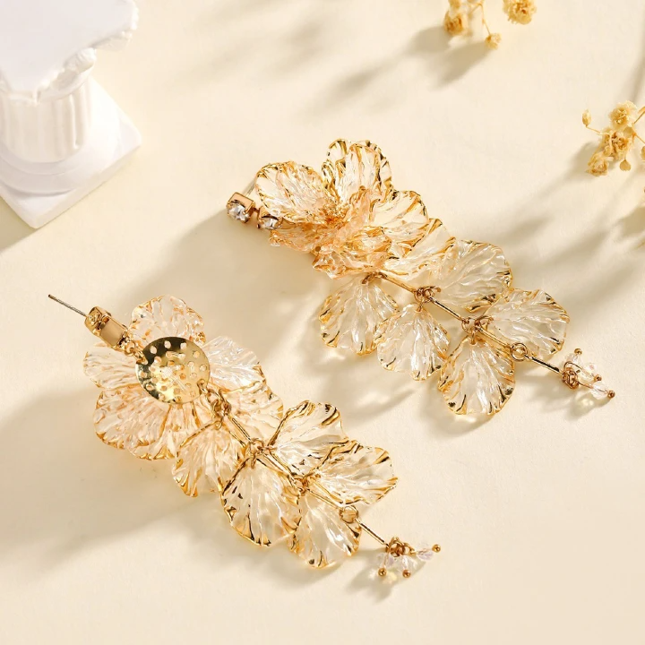 Tassel Flower Earrings, Fashionable And Advanced Sense, Niche Exaggerated Resin Women'S Earrings