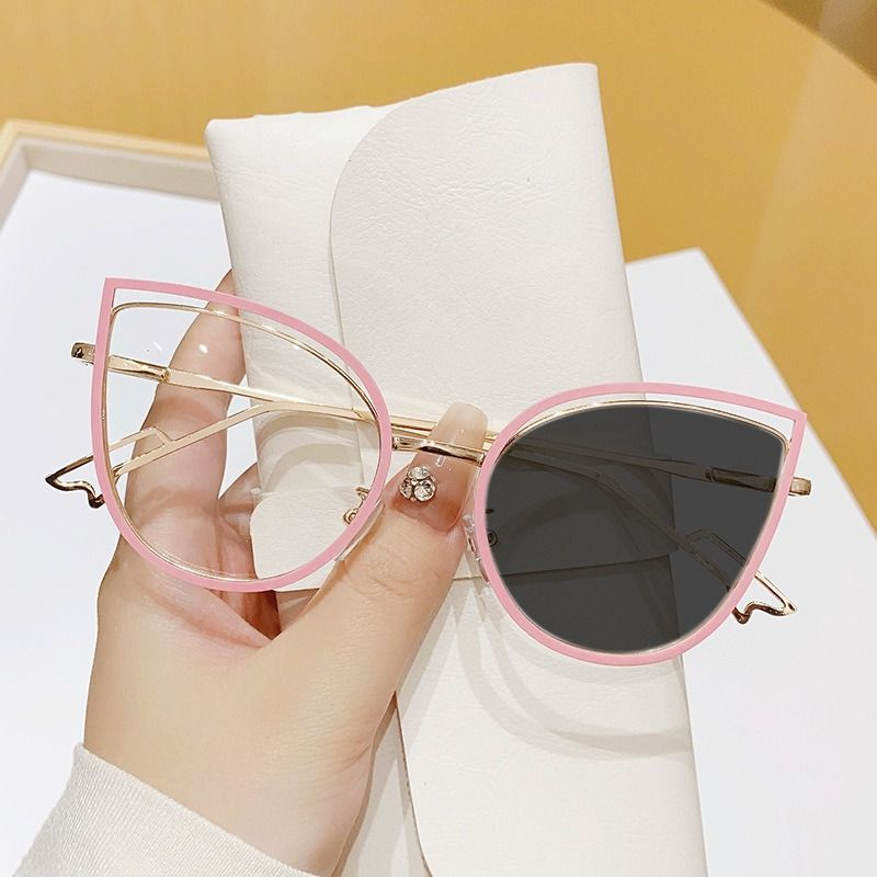 Nala Collection New Design Cat Eye Computer Glasses Women Eyewear Photochromic Sunglasses Metal Glass Frame Trendy Sunglasses Anti-blue Light 1PC
