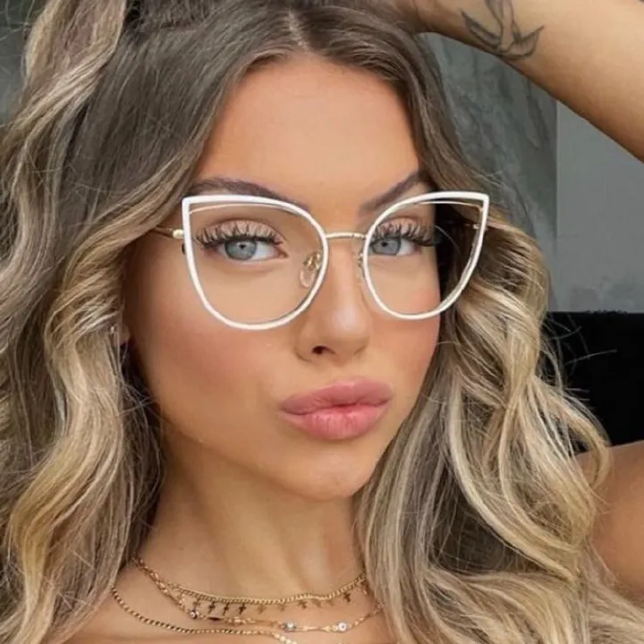 Nala Collection New Design Cat Eye Computer Glasses Women Eyewear Photochromic Sunglasses Metal Glass Frame Trendy Sunglasses Anti-blue Light 1PC