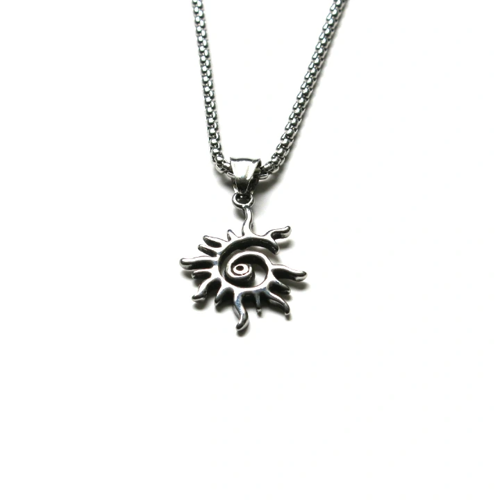 Titanium Steel Sun Flame Pendant Personalized Punk Retro Trendy Man Hollow Stainless Steel Necklace