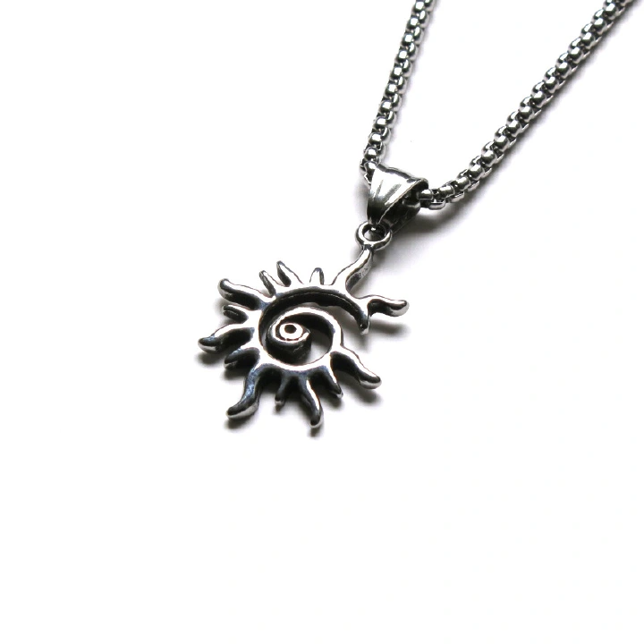 Titanium Steel Sun Flame Pendant Personalized Punk Retro Trendy Man Hollow Stainless Steel Necklace