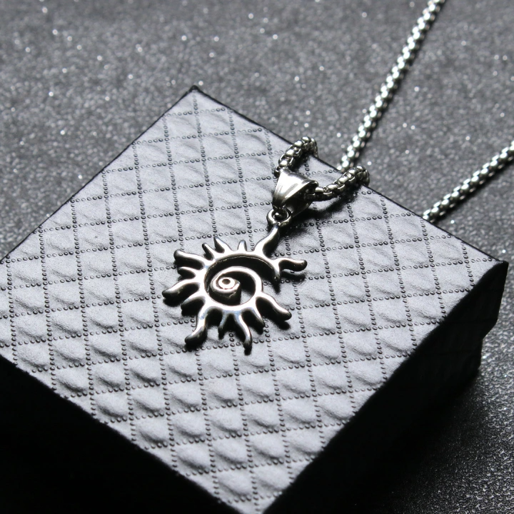 Titanium Steel Sun Flame Pendant Personalized Punk Retro Trendy Man Hollow Stainless Steel Necklace