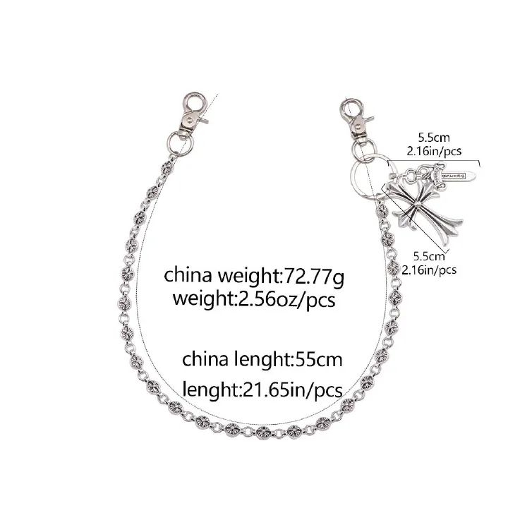 New Chrome Punk Waist Chain Key Chain Waist Belt Men Trousers Chain For Jeans Belt Chain For Pants Cool Metal Rock Chain Hiphop Jewelry