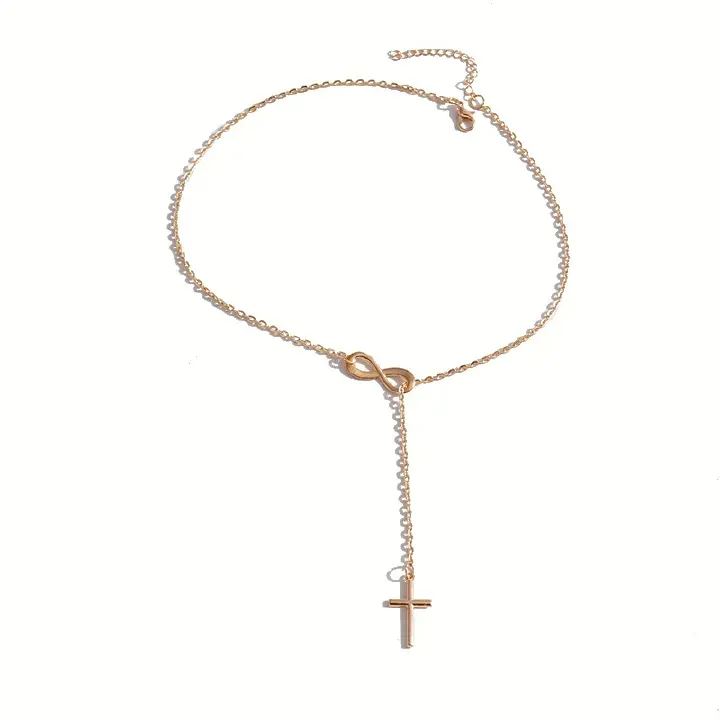Lovely Chic Infinity Crosses On A Long Silver Chain Necklaces For Women Jewelry Gift