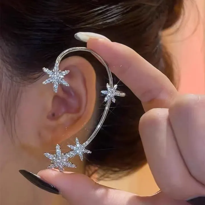 1pc Ear Cuff Clip Earrings Zircon Butterfly Without Piercing Sparkling Crystal Butterfly Earring Jewelry