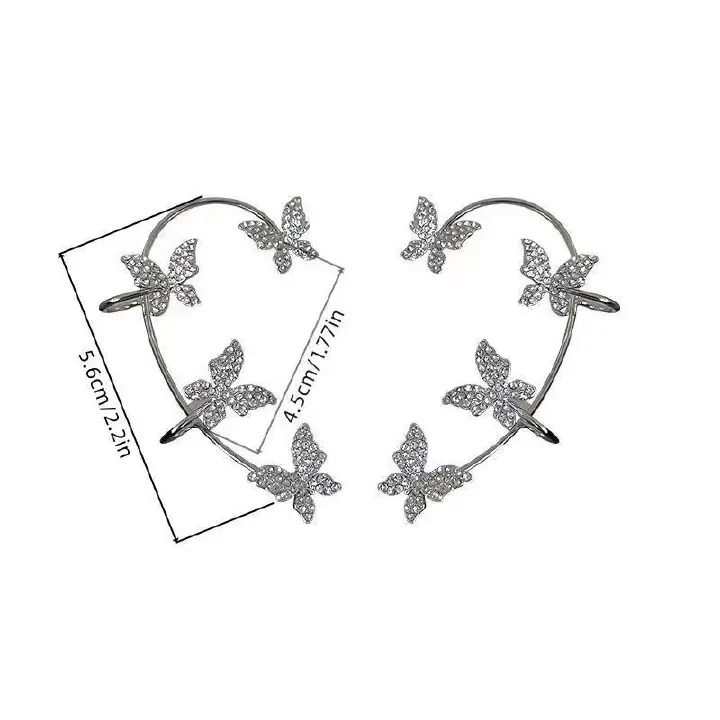 1pc Ear Cuff Clip Earrings Zircon Butterfly Without Piercing Sparkling Crystal Butterfly Earring Jewelry