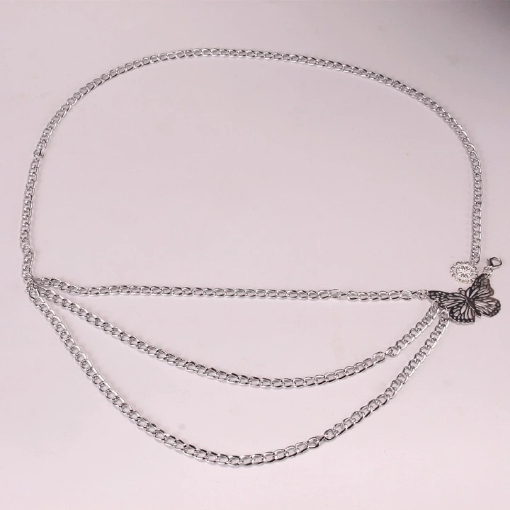 Fashion Multi-Layer Fringed Butterfly Waist Chain Female Personality Hip Hop Creative Design Body Chain Trouser Chain