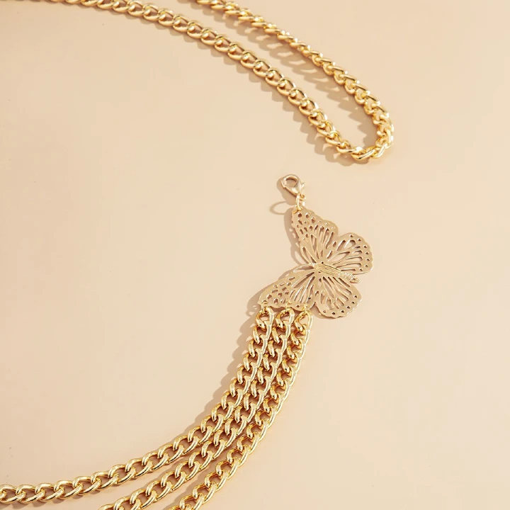 Fashion Multi-Layer Fringed Butterfly Waist Chain Female Personality Hip Hop Creative Design Body Chain Trouser Chain