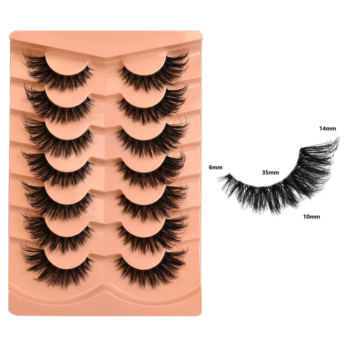 GROINNEYA Cat Eye Lashes Fluffy Faux Mink Lashes 8D Volume Wispy Long Lashes Fake Eyelash Russian Strips 7 Pairs Pack Makeup Black One Size