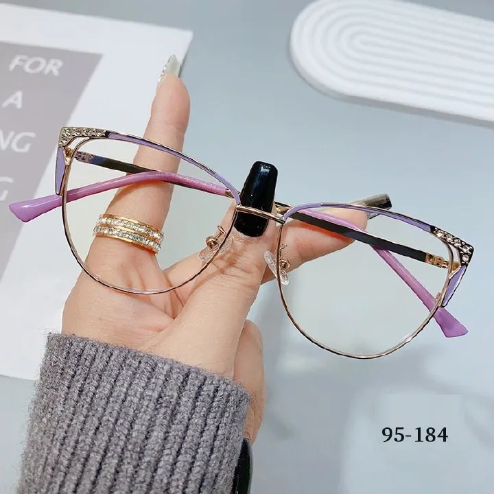 Cat Eyes Frames Fashion Anti Blue Light Anti Blue Light Glasses Trendy Metal Frame Women Designer Eyeglass 1PC