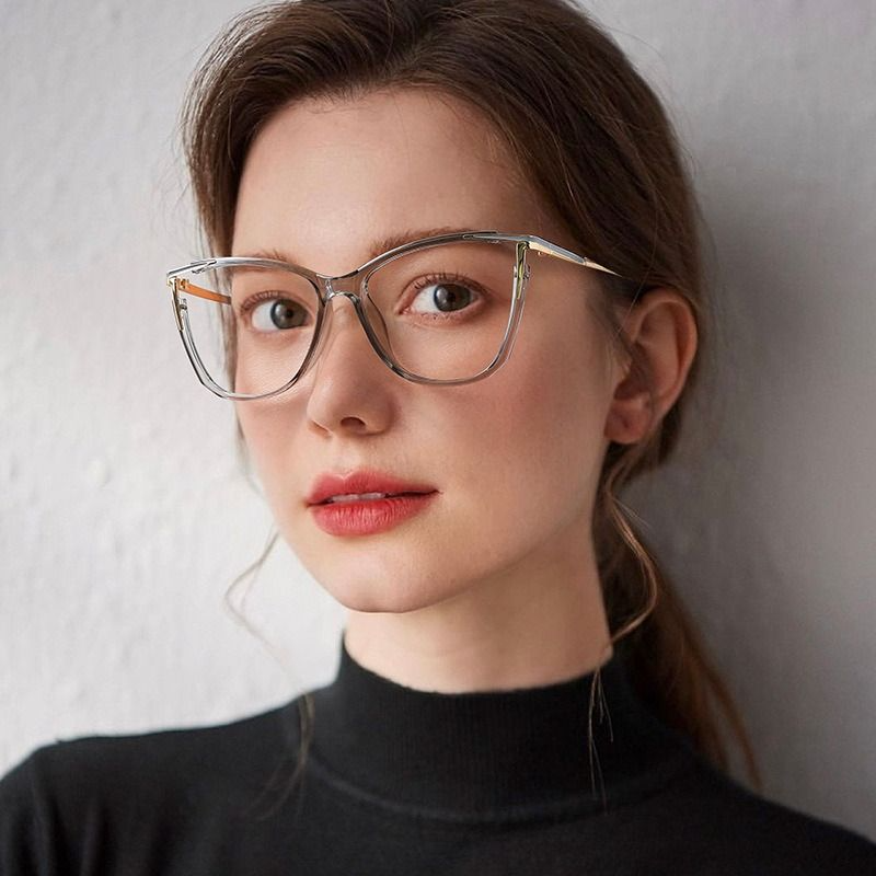 Trendy Cat Eye Plastic Frames Photochromic Spectacle Glasses Anti Blue Light Optical Frame Women Eyeglasses