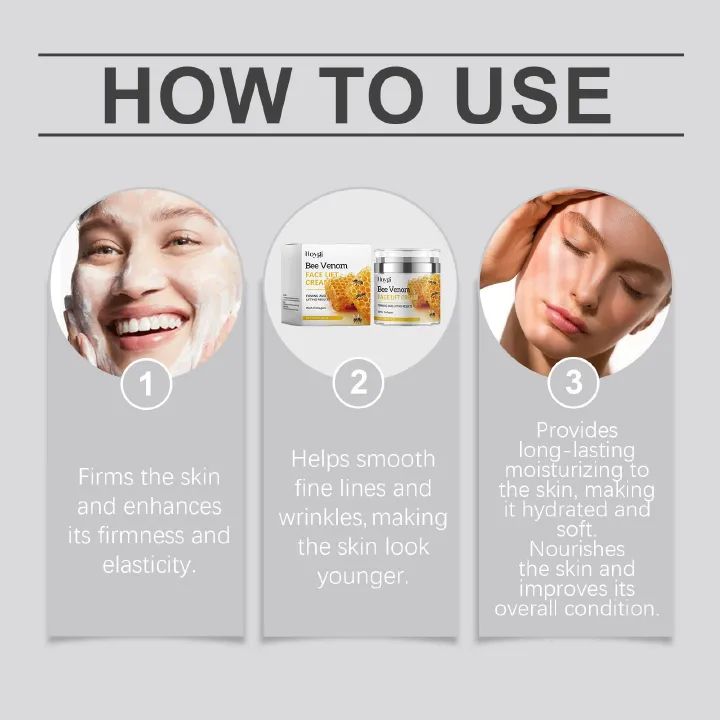 Bee Venom Cream, Bee Venom Face Lift Cream for Firming Moisturizing Lifting & Recovery, Anti-Aging Moisturizer with Collagen for All Skin Type 1.76 FL.OZ
