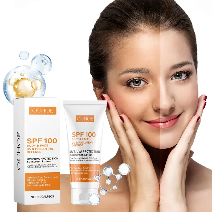 Spf 100 Face Sunscreen Moisturizer - Travel Size Sunblock - Oil Free Facial Sun Screen - Sun Screen Protector for Face & Body - Non-Greasy,No White Cast Waterproof Sunscreen Lotion -Dry Oily Skincare