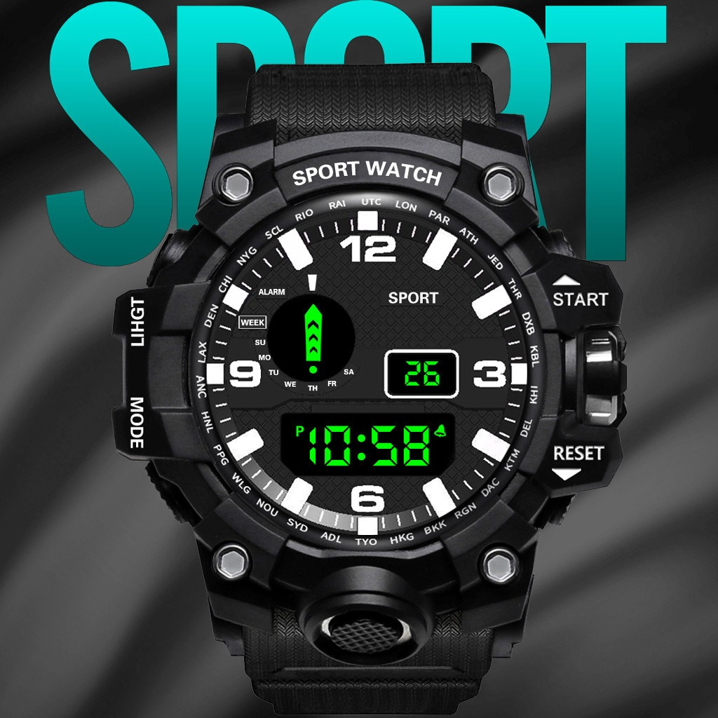 Men's LED Digital Sports Watch Chronograph Business Fitness Electronic Multifunction Gift Silicone Band Crystal