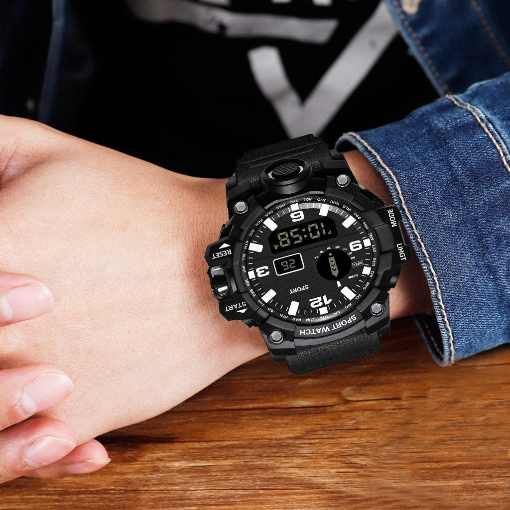 Men's LED Digital Sports Watch Chronograph Business Fitness Electronic Multifunction Gift Silicone Band Crystal