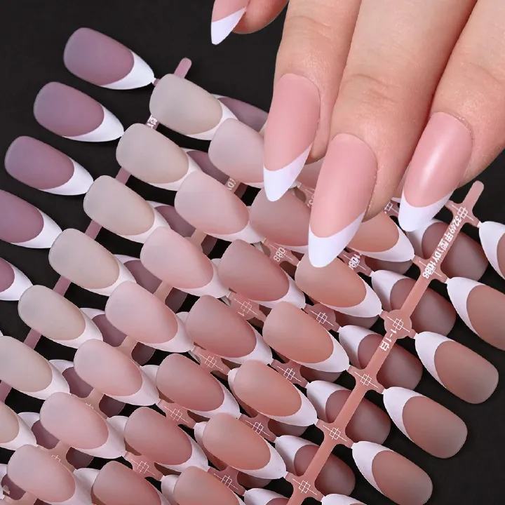 150Pcs Light Pink Press on Nails Short Medium Square Wearable Fake Nails Tips 10 sizes Full Cover False Nails Finger Decoration