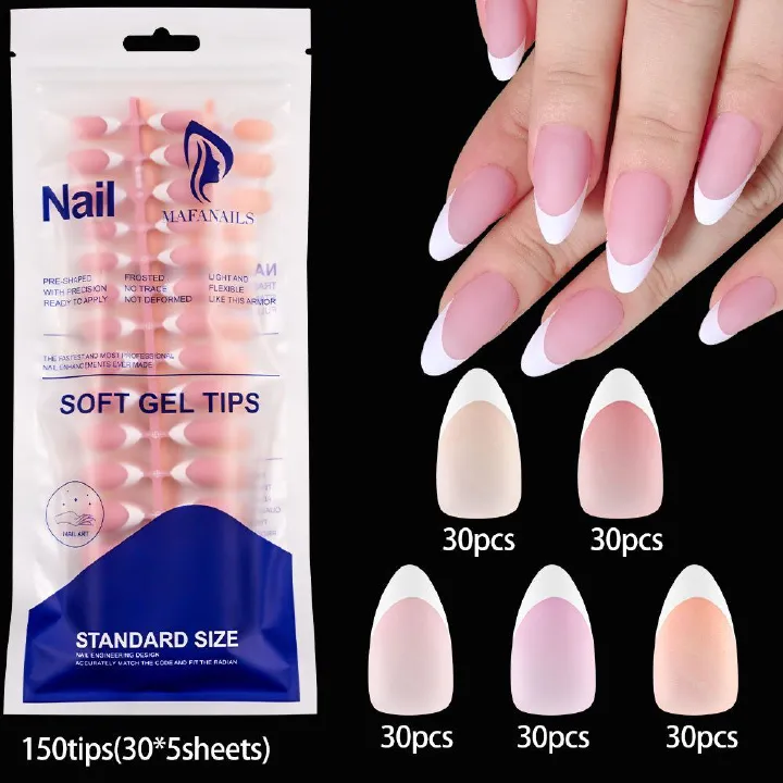150Pcs Light Pink Press on Nails Short Medium Square Wearable Fake Nails Tips 10 sizes Full Cover False Nails Finger Decoration