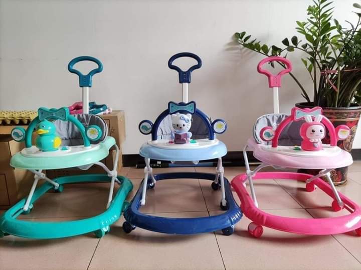 Mom Easy Baby Walker With Music, Toys And Push Handle