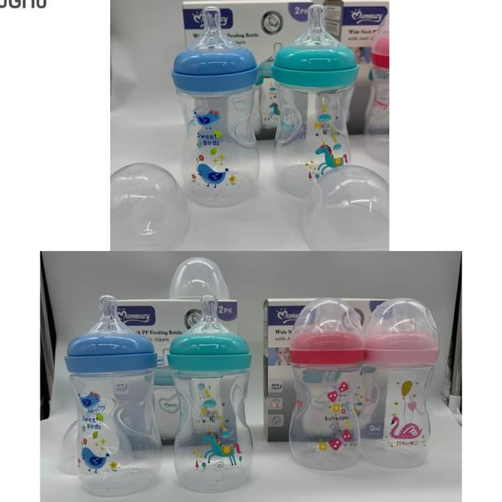 Mom Easy Wide Neck Feeding Bottle With Soft Nipple 240ML (Twin-pack)
