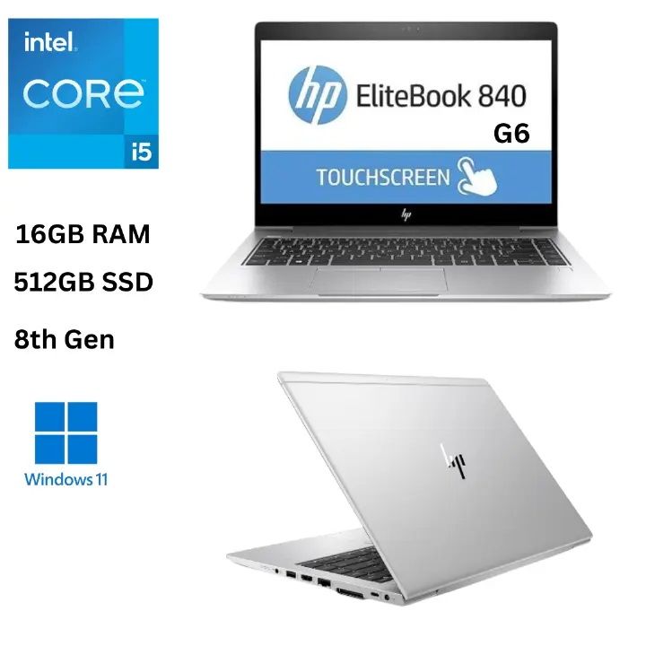 (HOT DEAL,BLACK FRIDAY)HP EliteBook 840 G6 Core i5 8GB RAM 256GB SSD 8th Generation 14 Inches Full HD Touchscreen 8Core Processor Windows 11 Professional Ultra Slim Refurbished Laptop - 6 MNTS WRNTY