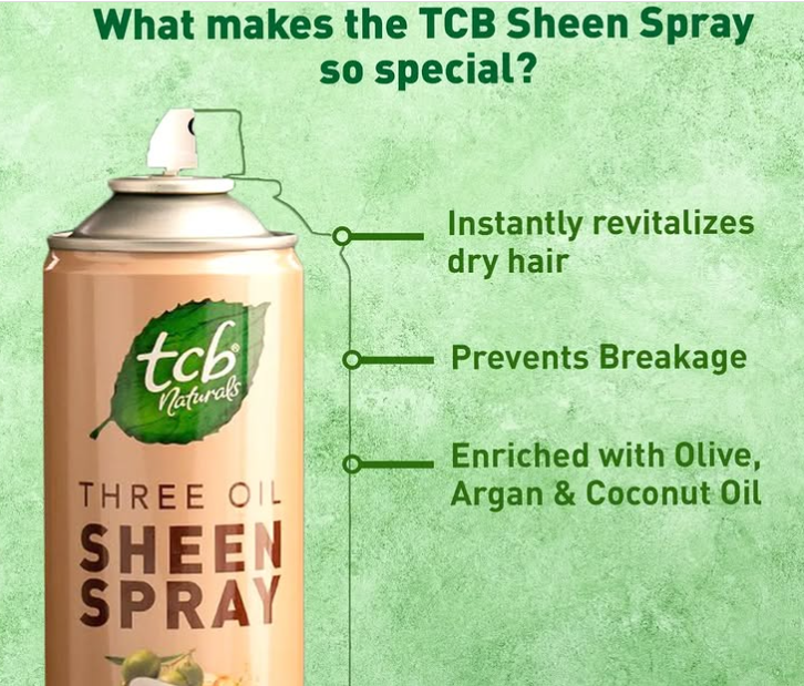 TCB Naturals TCB Naturas Three Oil Sheen Spray With Argan Oil, Coconut Oil, Olive Oil 250ml