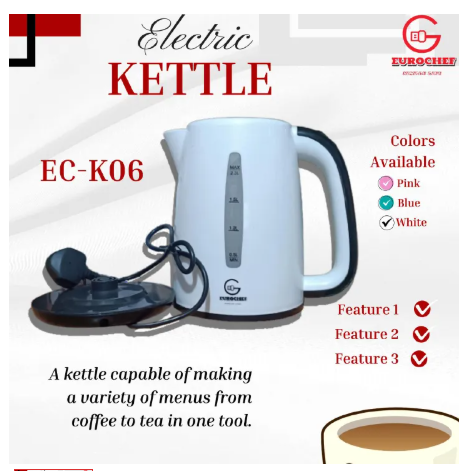 SPECIAL OFFER! EUROCHEF 2.3 LITRES ELECTRIC KETTLE, HOT WATER, HEATER BPA FREE FAST BOILING CORDLESS WATER WARMER - AUTO SHUT OFF