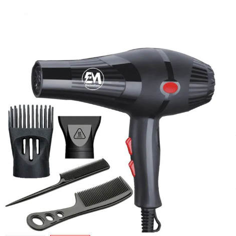 Blow Dryer Hair Blower 2200W with 3 Speed & 2 Temperature Settings ,
 Includes 2 Styling Nozzle & 2 Comb Attachments for Versatile Hair Styling EM- ElectroMate