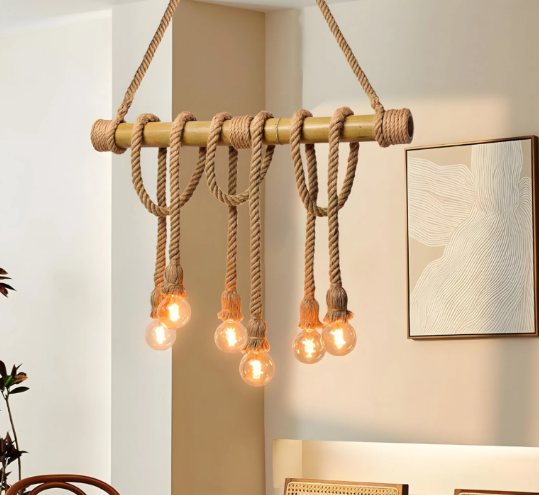 bamboo tube chandelier light