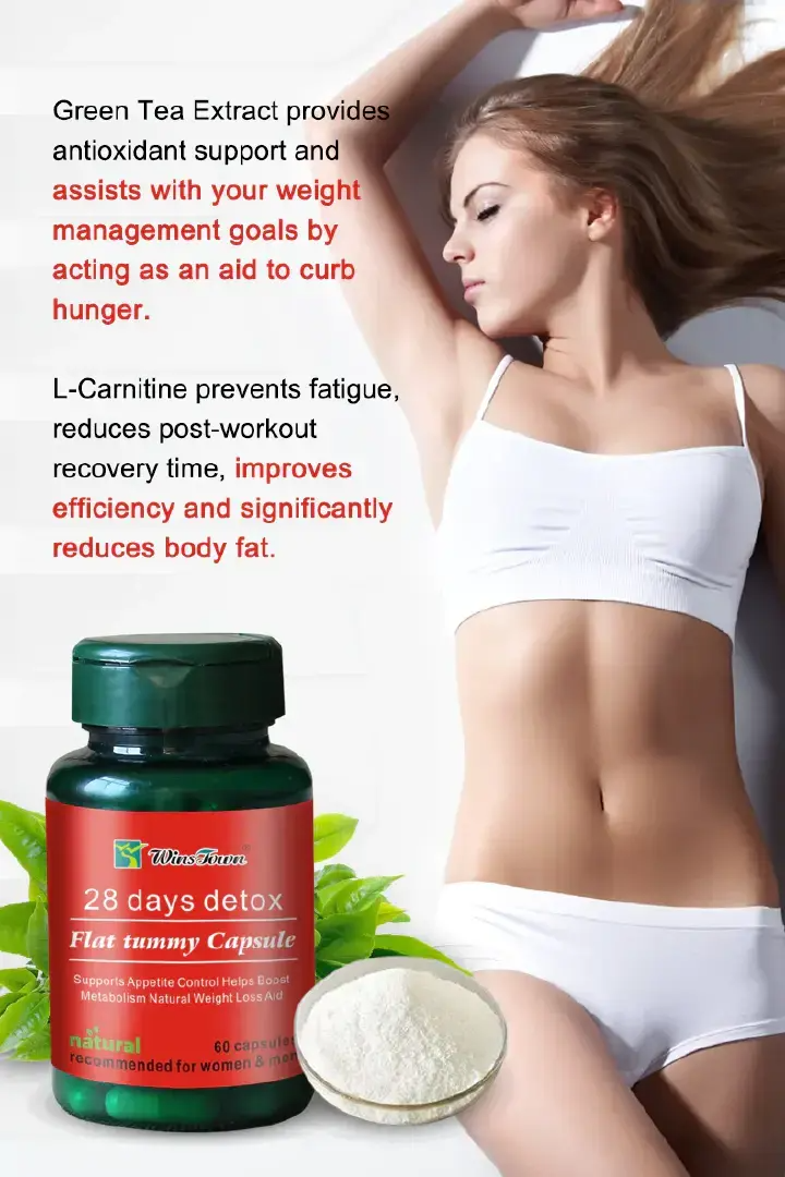 28 Days Detox Flat Tummy Capsules Supports Detoxification, Burns Belly Fat, Aids Weight Loss, Boosts Energy, Natural Herbal Ingredients