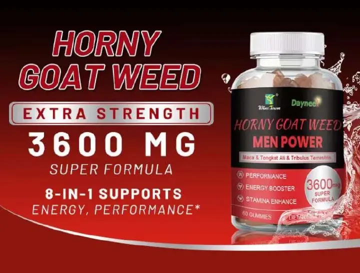 Winstown Horny Goat Weed Gummies for Men (3600mg) | Dietary Supplement for Libido, Erection, Testosterone, Stamina, Endurance, and Sexual Performance