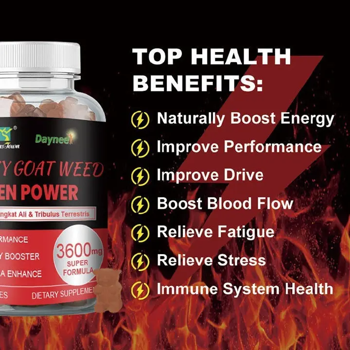 Winstown Horny Goat Weed Gummies for Men (3600mg) | Dietary Supplement for Libido, Erection, Testosterone, Stamina, Endurance, and Sexual Performance