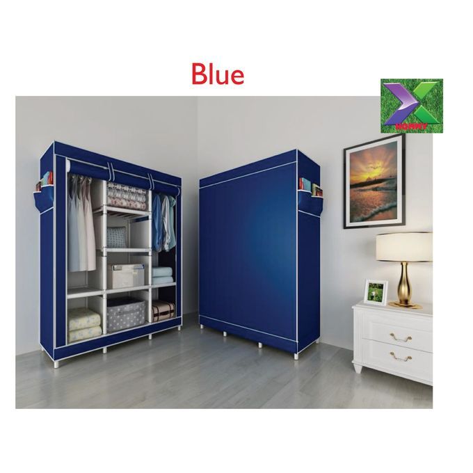 3 Columns Metallic Wardrobe Large Capacity Wardrobe Assemble Closets Portable Home Storage