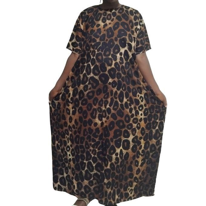 Womens African Print Elegant African Women’s Dera Dress Clothe Leopard Print, Free Size, Comfortable & Stylish