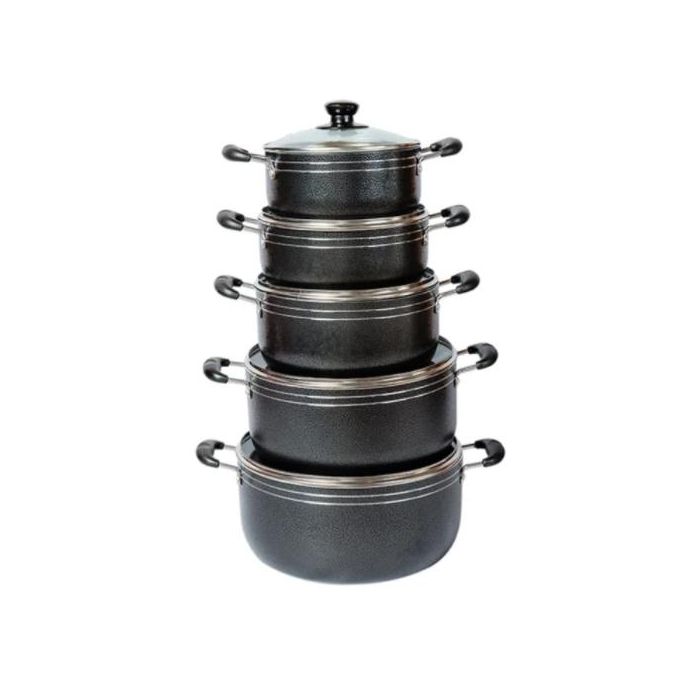 10PCS Aluminum Non-stick Cookware Set Pot Set（5pcs Pots+5pcs lids)Cooking Pots Sufuria 18CM+20CM+22CM+24CM+26CM