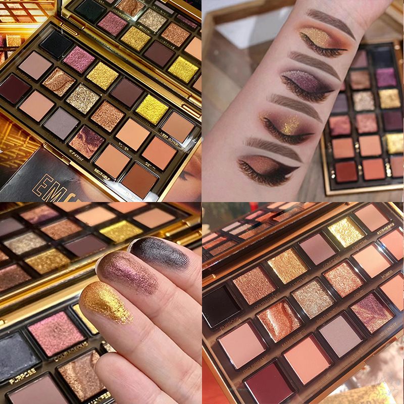 Huda beauty 18-Color Golden Rose Gold Eyeshadow Palette with Glitter and Shimmer for Glamorous Makeup