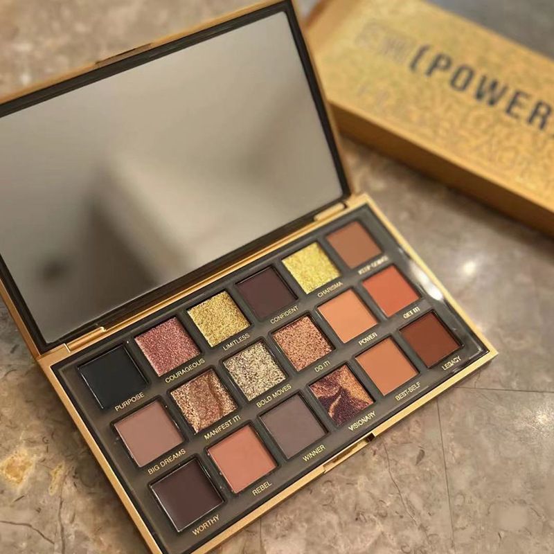 Huda beauty 18-Color Golden Rose Gold Eyeshadow Palette with Glitter and Shimmer for Glamorous Makeup