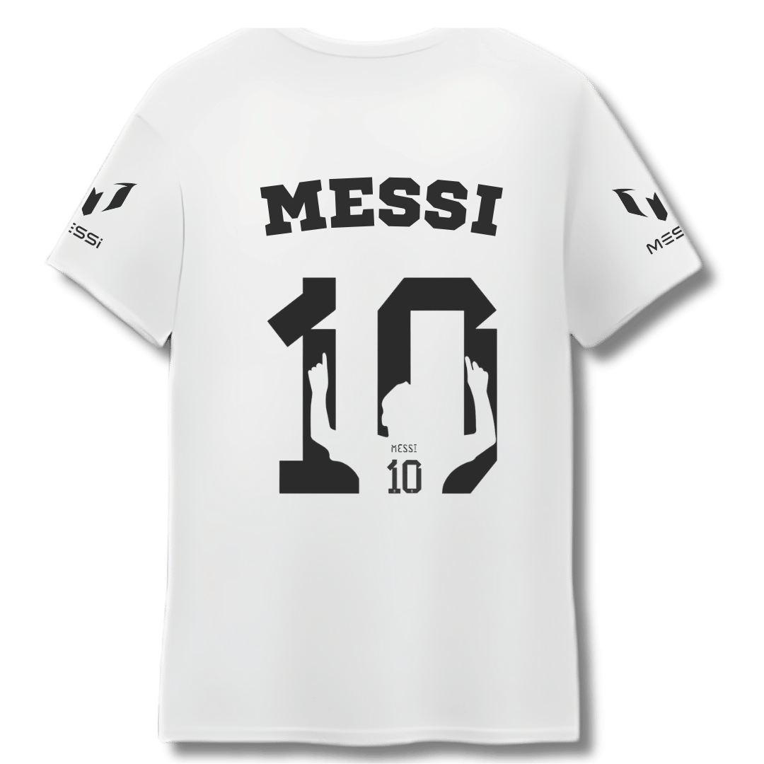 Messi 10 Argentina Worldcup Champion White Custom T-Shirt by Custom Jerseys Store Kenya. Messi Custom T-shirt Jersey