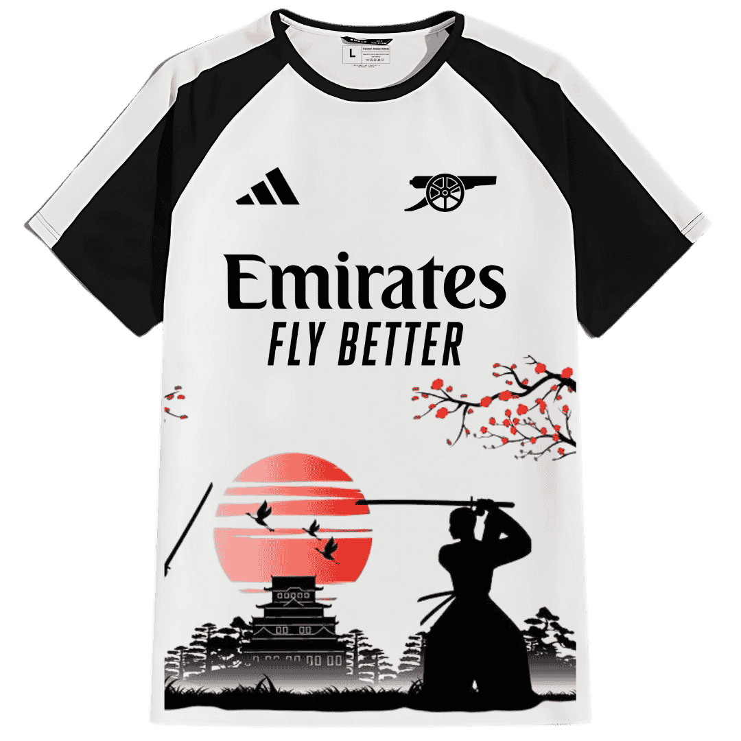 Arsenal Samurai Japanese Inspired Custom 2025 2026 Floral White Jersey.