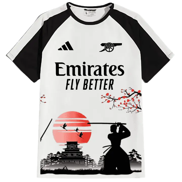 Arsenal Samurai Japanese Inspired Custom 2025 2026 Floral White Jersey.