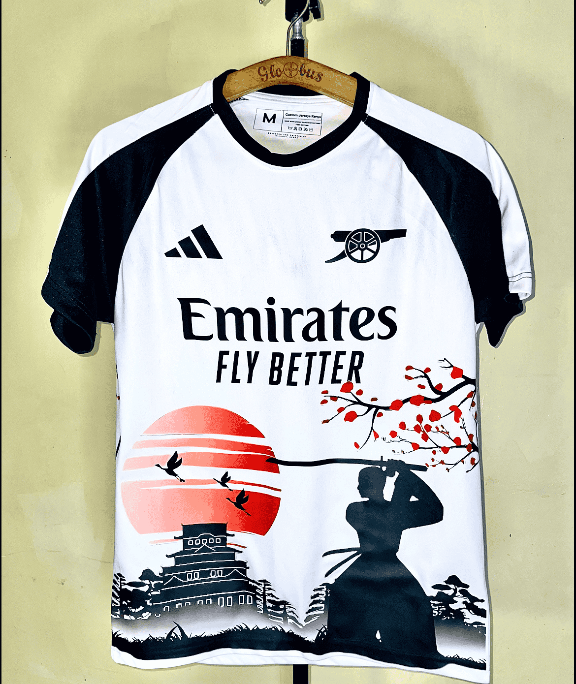 Arsenal Samurai Japanese Inspired Custom 2025 2026 Floral White Jersey.
