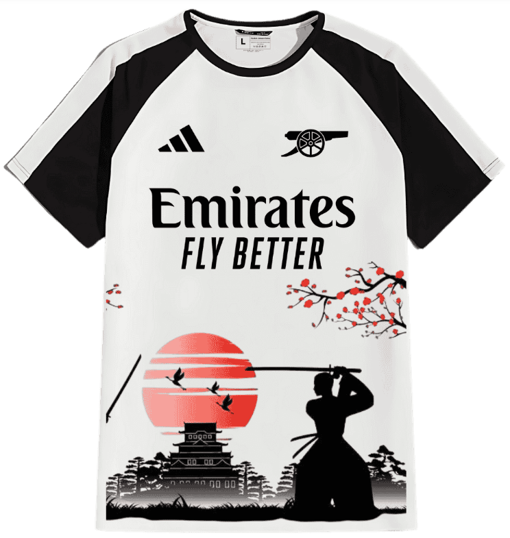 Arsenal Samurai Japanese Inspired Custom 2025 2026 Floral White Jersey.