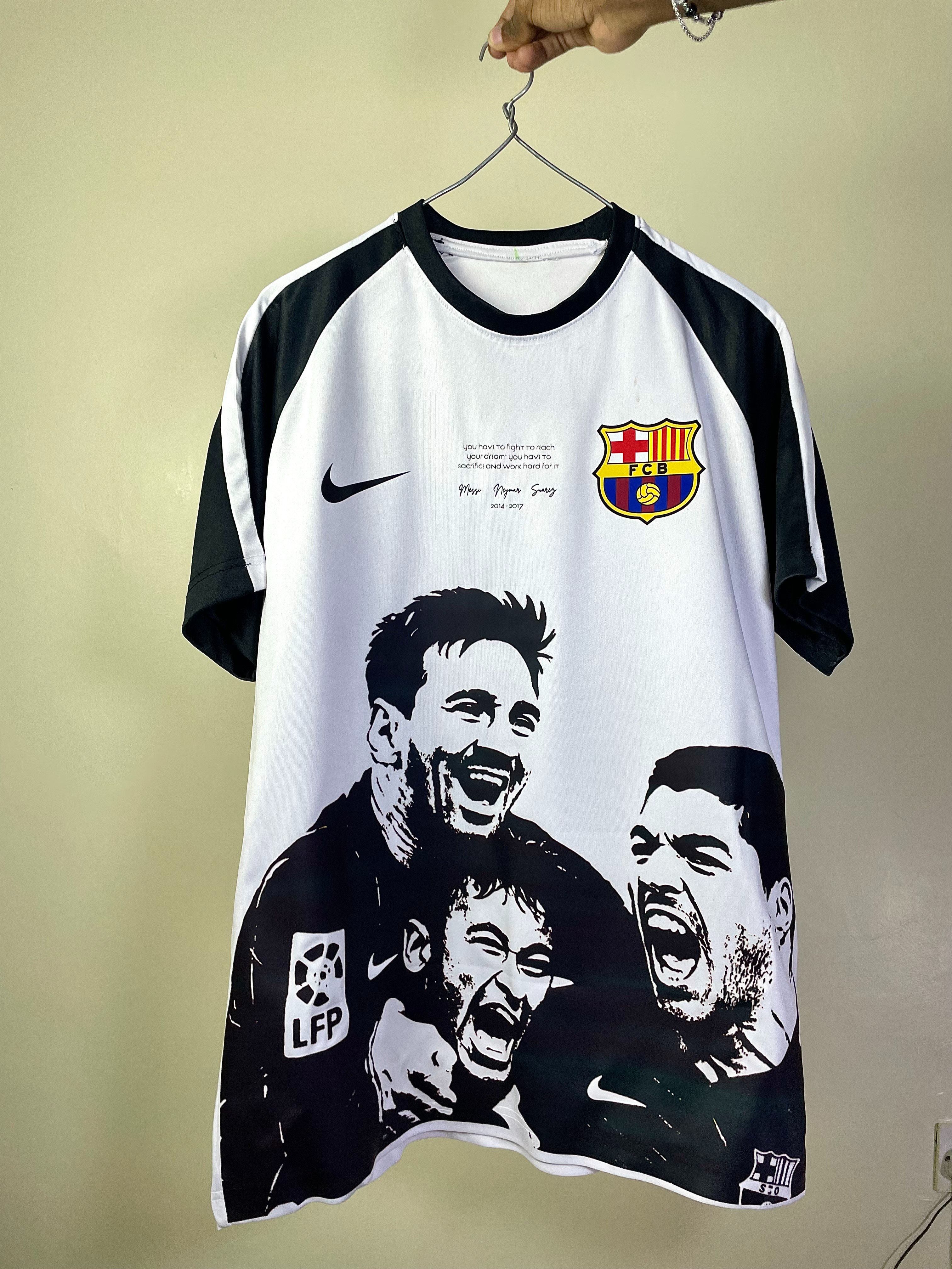 Barcelona x Messi Suarez Neymar , MSN Legacy, Black & White Custom Football Retro Jersey