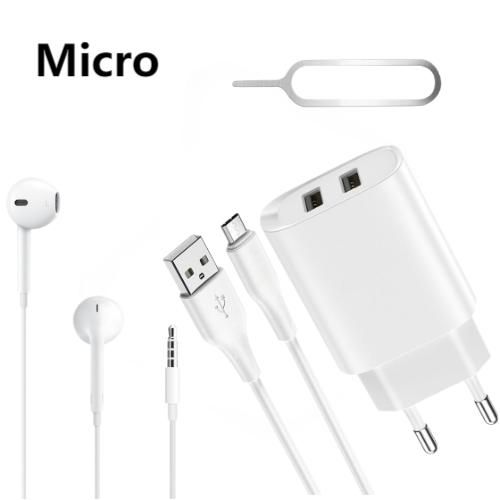 Micro Charger Sets Charger data line card pin headphone smartphones charger