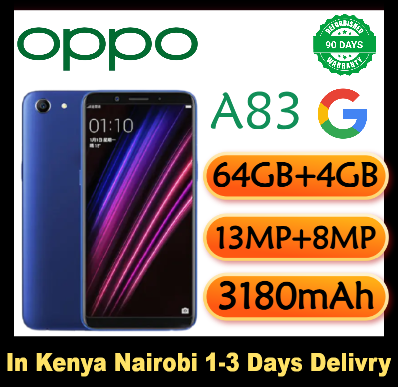 Refurbished OPPO A83 Smartphones 64GB+4GB 5.7 inches 13MP+8MP 3180mAh Dual SIM 2G/3G/4G LTE facial recognition unlocking refurbished phone AI smart beauty mobile phones a83