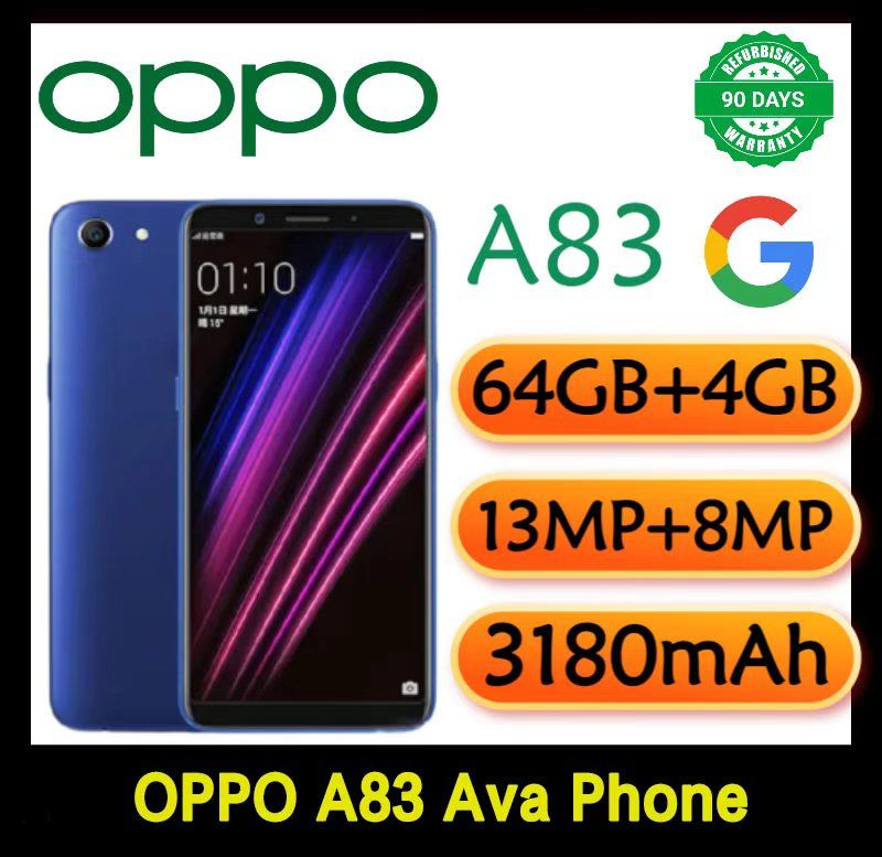 Refurbished OPPO A83 Smartphones 64GB+4GB 5.7 inches 13MP+8MP 3180mAh Dual SIM 2G/3G/4G LTE facial recognition unlocking refurbished phone AI smart beauty mobile phones a83