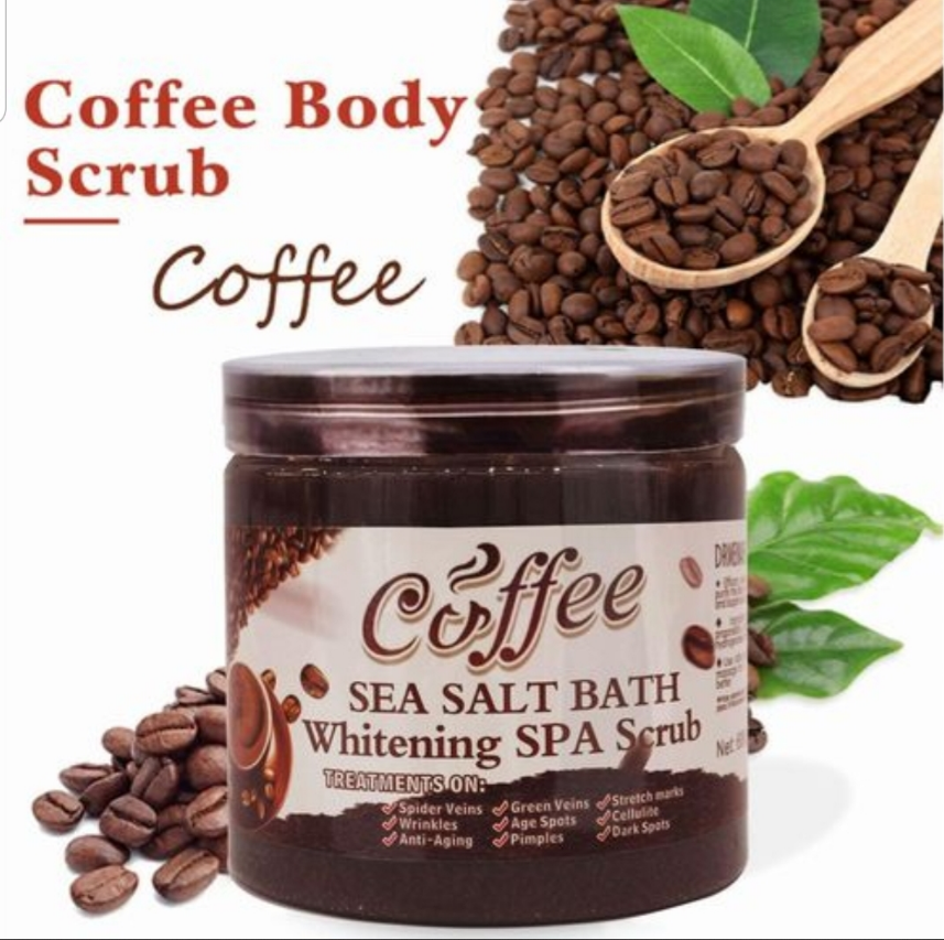 Coffee Body Scrub Exfoliating Skin Pore Cleansing Soften Sea Bath Salt Cream Moisturizing Anti Cellulite