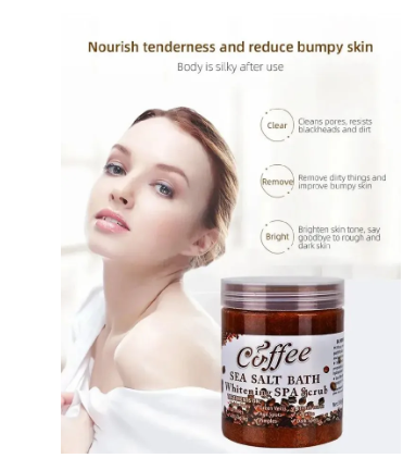Coffee Body Scrub Exfoliating Skin Pore Cleansing Soften Sea Bath Salt Cream Moisturizing Anti Cellulite