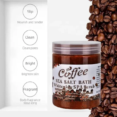 Coffee Body Scrub Exfoliating Skin Pore Cleansing Soften Sea Bath Salt Cream Moisturizing Anti Cellulite