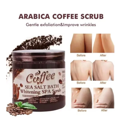 Coffee Body Scrub Exfoliating Skin Pore Cleansing Soften Sea Bath Salt Cream Moisturizing Anti Cellulite